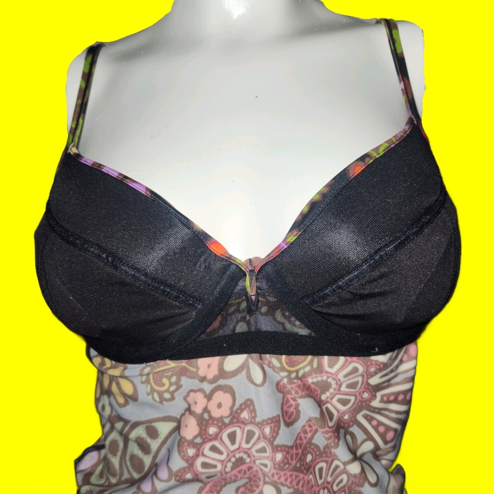 Y2K Victoria's Secret 70's Boho Paisley Tankini Top Bathing Suit Top 34B - Picture 7 of 9